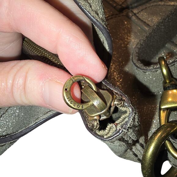 Fossil Purse “Long Live Vintage 1954” Cargo Pocket Cross Body Tote Glittery Look - Picture 8 of 9